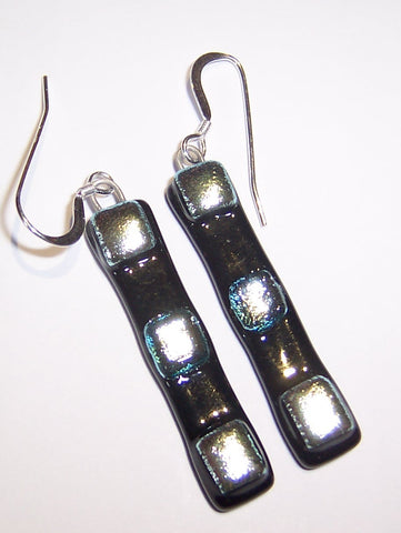 Black and Silver Drop Earrings Large