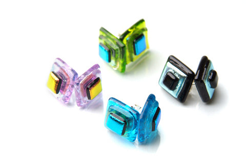 Large Square Layered Stud Earrings